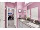 Bathroom featuring a double vanity, modern fixtures, and ample counter space at 3592 Gillsland Rd, Bargersville, IN 46106