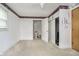 This bedroom features carpeted floors, white walls, a window, ceiling fan, and closet at 3642 S Mauxferry Rd, Franklin, IN 46131