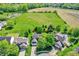 Aerial view of a home and its surrounding properties, showcasing the spacious lot, landscaping, and neighborhood at 5041 Millwright Ct, Indianapolis, IN 46254