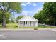 Inviting single-story home with a quaint front porch, fresh exterior paint, and an American flag at 606 E County Line Rd, Indianapolis, IN 46227