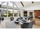 Open-concept living room features soaring ceilings, expansive windows, and stylish modern decor at 7116 Trail Ridge Ln, Indianapolis, IN 46259