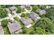 Beautiful aerial view of the well-kept lawns and manicured landscaping surrounding this home and others in the neighborhood at 7335 Pymbroke Dr, Fishers, IN 46038