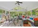 Bright sunroom featuring vaulted ceilings, neutral furniture and a colorful rug at 8330 Claridge Rd, Indianapolis, IN 46260