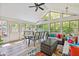 Bright sunroom featuring vaulted ceilings, neutral furniture and a colorful rug at 8330 Claridge Rd, Indianapolis, IN 46260