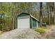 Exterior of a single garage featuring a white garage door with green paint, sitting on a gravel driveway at 8581 N Goat Hollow Rd, Mooresville, IN 46158