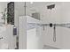 Elegant bathroom with a glass shower, patterned tile accents, and modern fixtures at 8635 Nolan Dr, Fishers, IN 46038