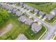 Aerial view of a residential neighborhood showcasing houses with well-kept lawns and green landscaping at 10993 Liberation Trce, Noblesville, IN 46060