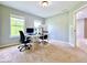 Well-lit office space with carpeting, dual windows and neutral walls at 12044 Bird Key Blvd, Fishers, IN 46037