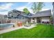 Spacious backyard with a metal pool, fire pit, and stylish outdoor seating, perfect for entertaining at 1310 Olive St, Indianapolis, IN 46203