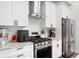 Close-up of kitchen featuring stainless steel appliances, granite countertops, and white cabinets at 1310 Olive St, Indianapolis, IN 46203