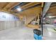 Unfinished basement, presenting an open layout with a staircase, offering customizable potential and storage at 1340 Apache Trl, Martinsville, IN 46151