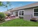 Backyard with a patio, grill, storage shed, and well-maintained lawn at 2911 W Hawanian Ln, Monrovia, IN 46157
