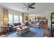 Bright living room with hardwood floors offers comfortable seating and flows into an open kitchen and dining area at 3708 Gould Dr, Carmel, IN 46033