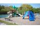 Vibrant community playground with climbing structures, slides, and benches at 3708 Gould Dr, Carmel, IN 46033