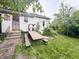 Backyard patio area with picnic table, seating, and hanging planters at 3745 Winthrop Ave, Indianapolis, IN 46205