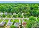 Aerial view of the neighborhood showcases tree-lined streets, well-maintained lawns, and a serene environment at 5104 Carvel Ave, Indianapolis, IN 46205
