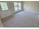 Open living room with neutral carpet, decorative front door, and large window providing ample natural light at 5416 Straw Hat Dr, Indianapolis, IN 46237