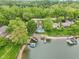 Picturesque waterfront home nestled among trees with a private dock and inground pool in the backyard at 5786 E Fall Creek Pkwy N Dr, Indianapolis, IN 46226