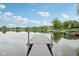 Lakeside view of boat dock in serene setting at 5786 E Fall Creek Pkwy N Dr, Indianapolis, IN 46226