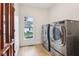 Convenient laundry room with newer washer and dryer sets and a bright window at 5786 E Fall Creek Pkwy N Dr, Indianapolis, IN 46226