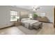 Staged main bedroom with large windows and decorative furnishings at 5988 White Birch Dr, Fishers, IN 46038