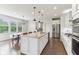 Bright kitchen boasts an island with granite countertops, stainless appliances, and pendant lighting at 6078 Hardwick Dr, Whitestown, IN 46075