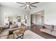 Inviting living room featuring hardwood floors and an open layout, perfect for entertaining at 6078 Hardwick Dr, Whitestown, IN 46075