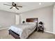 A primary bedroom has carpeting, a ceiling fan, recessed lighting and neutral paint at 6463 Wasco Dr, Whitestown, IN 46075