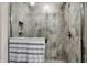 Beautiful shower with built-in niche and custom tile work at 6463 Wasco Dr, Whitestown, IN 46075