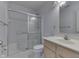 Bathroom with modern shower and vanity at 6542 E Edna Mills Dr, Camby, IN 46113