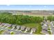 An aerial view showcasing the neighborhood's well-maintained lawns, varied home styles, and green spaces at 6609 Dunkirk Dr, McCordsville, IN 46055
