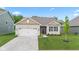 Charming single-story home featuring a brick facade, attached garage, and well-maintained lawn at 6609 Dunkirk Dr, McCordsville, IN 46055