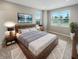 Relaxing bedroom with large windows, a comfortable bed, and stylish decor at 6847 Cardiff Dr, McCordsville, IN 46055
