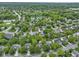 Neighborhood with lush greenery, well-maintained lawns, and a scenic pond, captured from an aerial perspective at 8430 Harrison Pkwy, Fishers, IN 46038