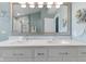 Bright bathroom with double vanity, white countertop, and brushed silver fixtures at 8430 Harrison Pkwy, Fishers, IN 46038