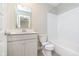 Modern bathroom featuring a vanity, sink, toilet, and bathtub at 9570 Beckett St, Avon, IN 46123