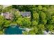Overhead view of private wooded backyard with a peaceful pond at 13300 Fairwood Dr, McCordsville, IN 46055