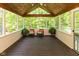 Relaxing screened porch with vaulted wood ceiling and scenic backyard views at 13300 Fairwood Dr, McCordsville, IN 46055