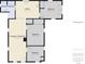 Layout of a 971 sq ft home with three bedrooms, kitchen, living/dining room, and bathroom/utility area at 1520 E Kirk St, Muncie, IN 47303