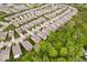 An aerial view captures a neighborhood nestled among lush trees with serene landscaping at 16573 Cava Dr, Fishers, IN 46037
