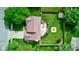 Aerial view of a home with a large backyard, patio, fire pit and well-maintained lawn at 18915 Fairfield Blvd, Noblesville, IN 46060