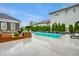 Spacious backyard with a pool, lounge area, and well-maintained landscaping at 2037 Stanhope St, Carmel, IN 46032