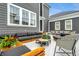 Cozy outdoor patio with modern furniture and a view of the backyard at 2037 Stanhope St, Carmel, IN 46032