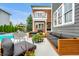 Spacious patio area with modern outdoor furniture, perfect for entertaining or relaxing by the pool at 2037 Stanhope St, Carmel, IN 46032