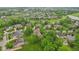 Overhead view of a neighborhood featuring charming homes surrounded by lush greenery and serene ponds at 3744 Abney Point Dr, Carmel, IN 46077