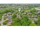 Neighborhood aerial view of a charming house surrounded by mature trees, lush greenery, and a serene pond at 3744 Abney Point Dr, Carmel, IN 46077