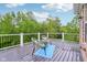 Relaxing back deck featuring outdoor seating and views of the lush, mature trees in the backyard at 3744 Abney Point Dr, Carmel, IN 46077