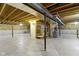 Spacious unfinished basement with concrete floor, exposed insulation, and utilities at 4125 Sugar Pine Ln, Zionsville, IN 46077