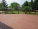 Large back deck overlooking treed green space, perfect for outdoor entertaining at 4288 Silver Hill Dr, Greenwood, IN 46142