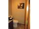 Bathroom with a black vessel sink, modern vanity, and neutral-toned walls at 4288 Silver Hill Dr, Greenwood, IN 46142